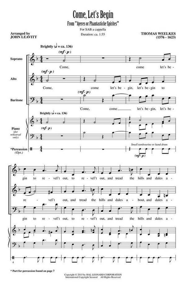 Thomas Weelkes, Come, Let's Begin