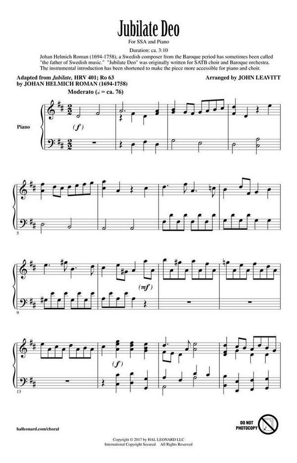 Johan Helmich Roman, Jubilate Deo