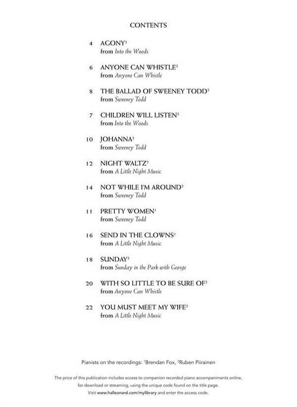 Stephen Sondheim, Sondheim For Classical Players - Violin