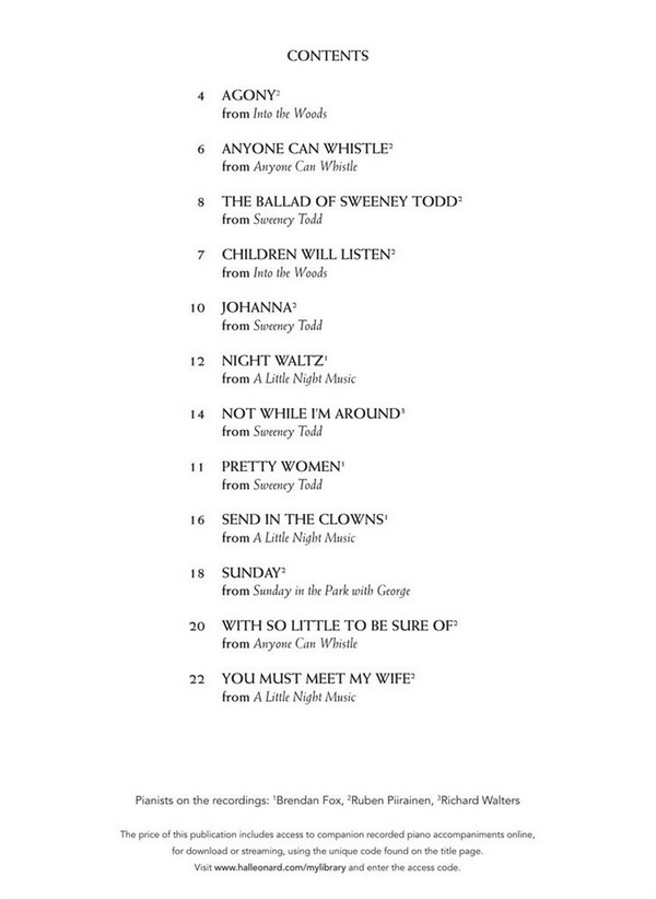 Stephen Sondheim, Sondheim For Classical Players - Cello