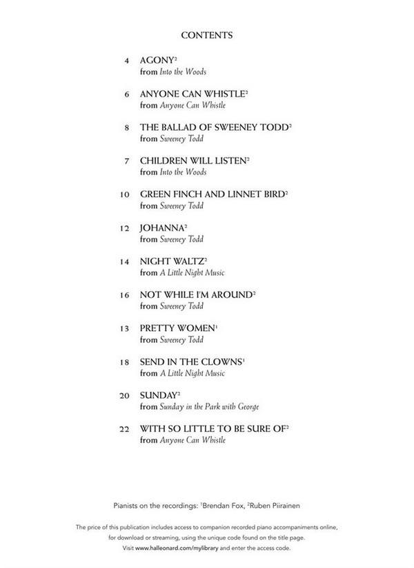 Stephen Sondheim, Sondheim For Classical Players - Flute