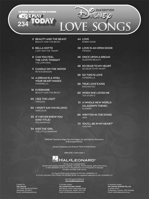 Disney Love Songs - 2nd Edition