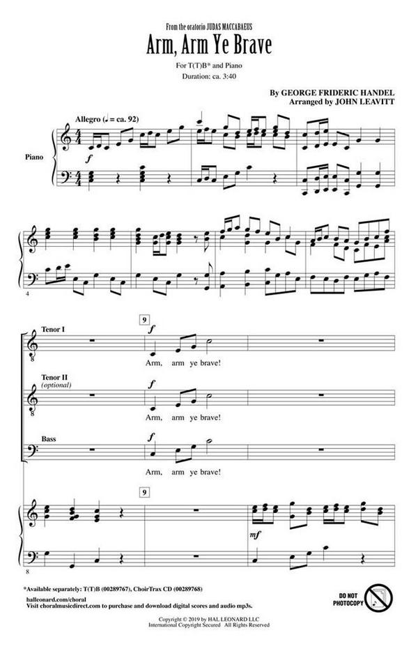 Georg Friedrich Händel, Arm, Arm Ye Brave