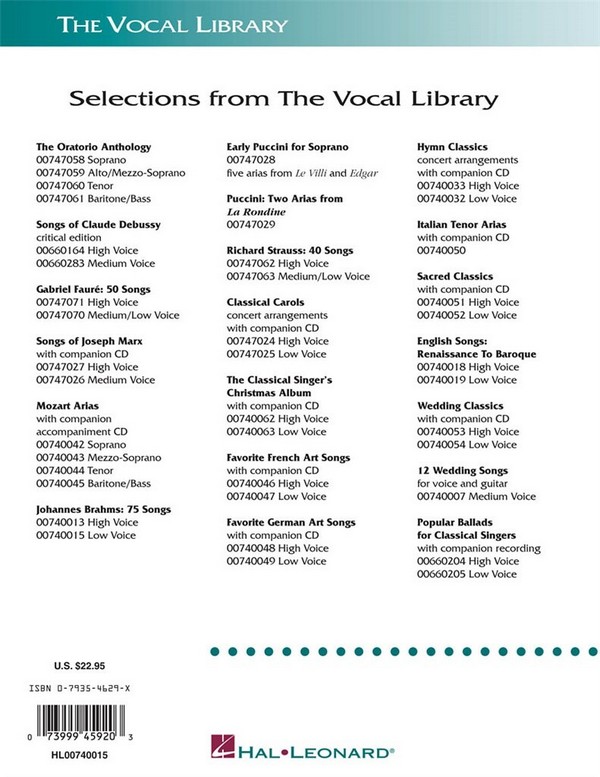 Johannes Brahms, 75 Songs - Low Voice