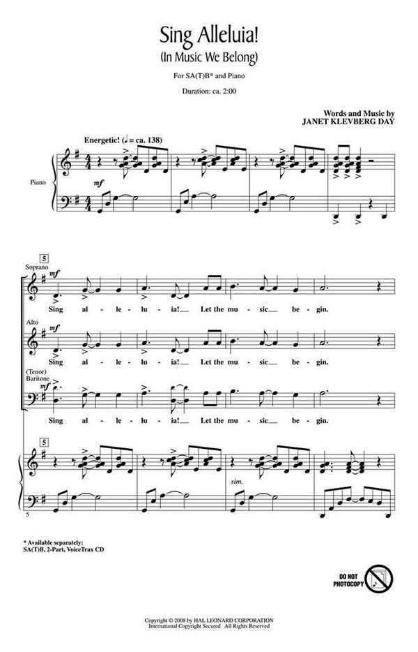 Janet Klevberg Day, Sing Alleluia! (In Music We Belong)