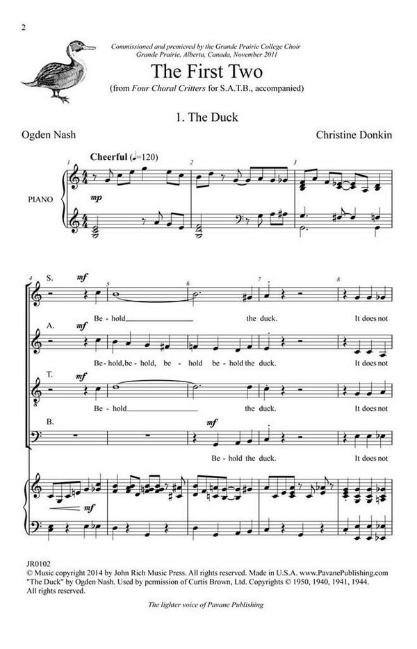 Christine Donkin, Four Choral Critters - The First Two