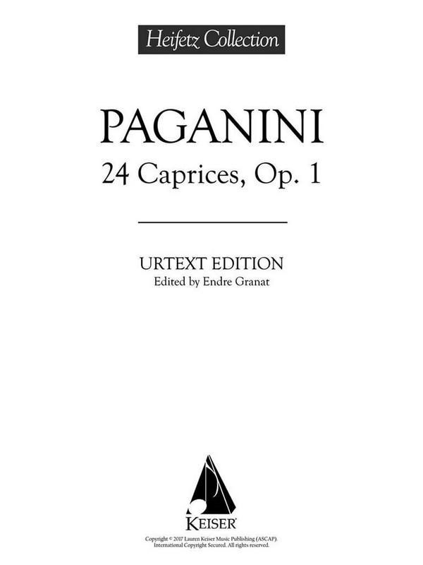 Niccolò Paganini, 24 Caprices for Violin Solo