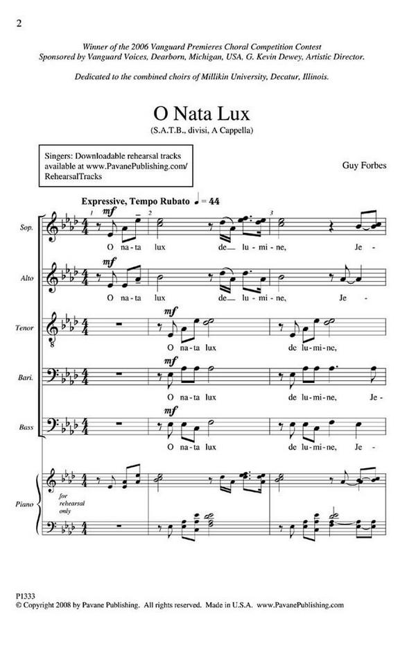 Guy Forbes, O Nata Lux