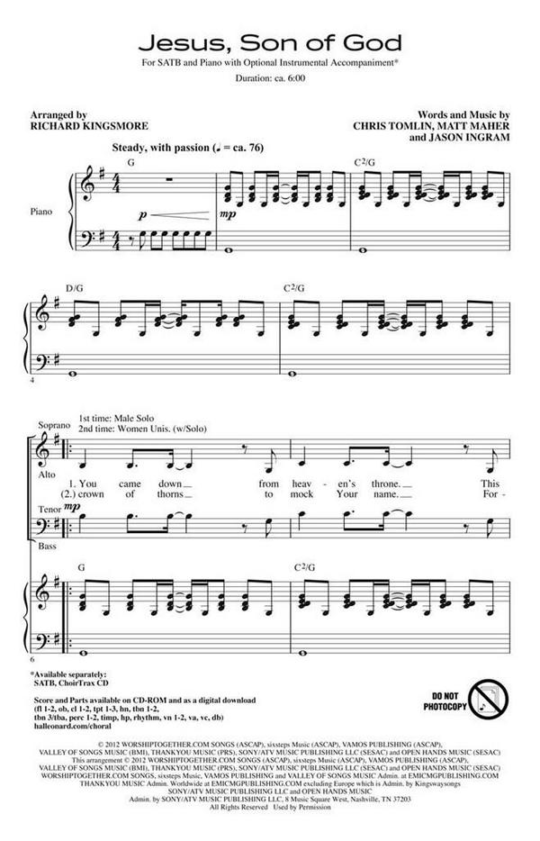 Chris Tomlin_Jason Ingram_Matt Maher, Jesus, Son of God