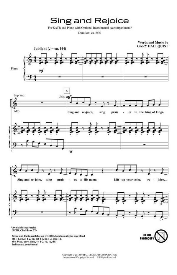 Gary Hallquist, Sing and Rejoice