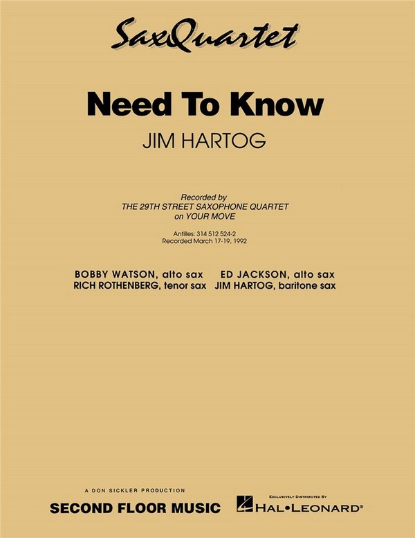 Jim Hartog, Need to Know