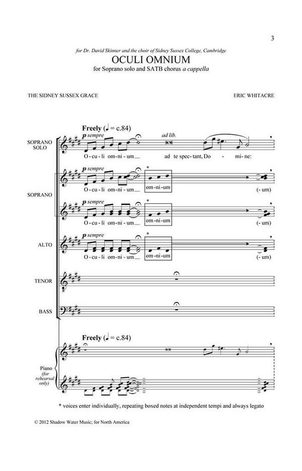 Eric Whitacre, Oculi Omnium