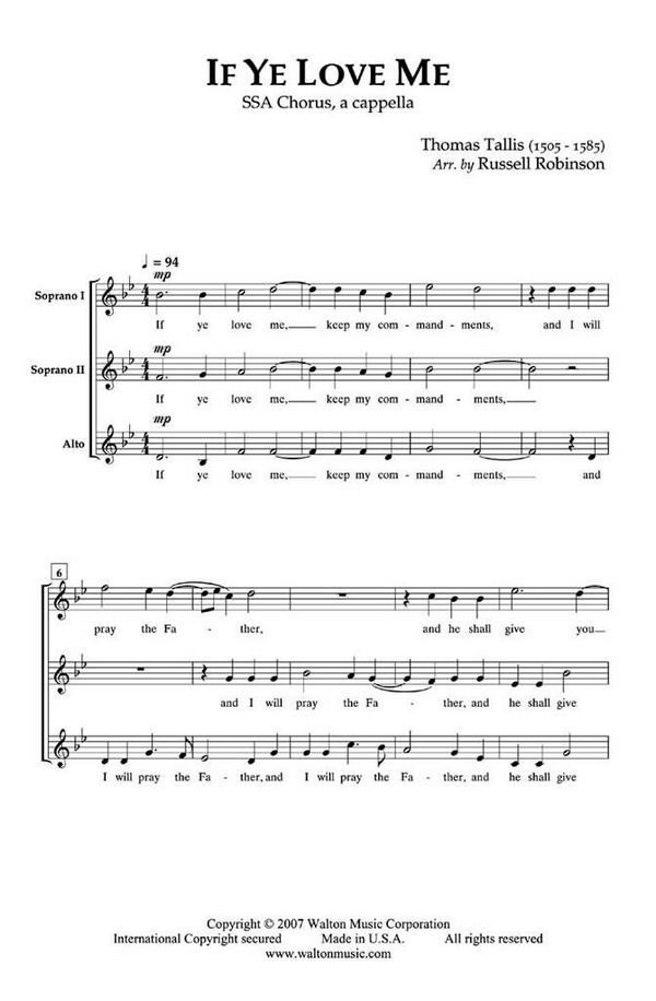Thomas Tallis, If Ye Love Me