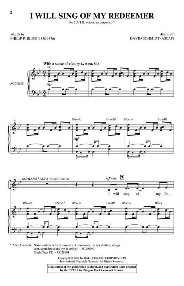 David Schmidt, I Will Sing of My Redeemer