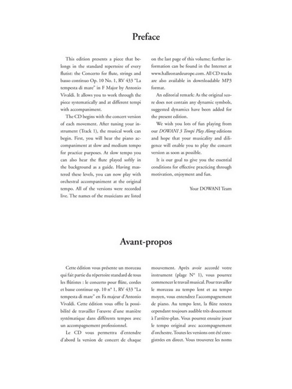 Concerto for flute, strings and Bc F major op.10 no.1  (+CD)