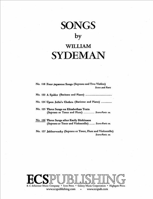 William Sydeman, Three Songs After Emily Dickinson